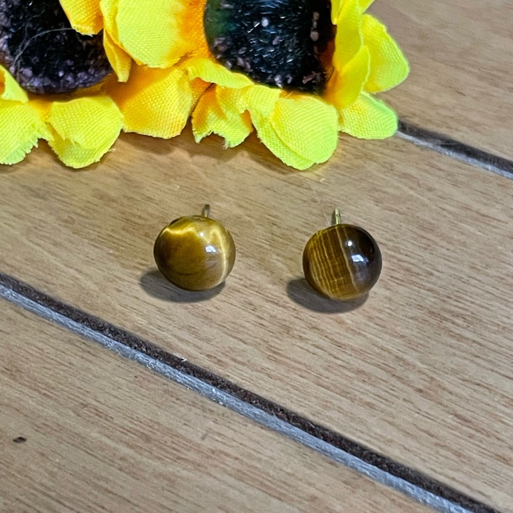 Tigers Eye Stud Earrings